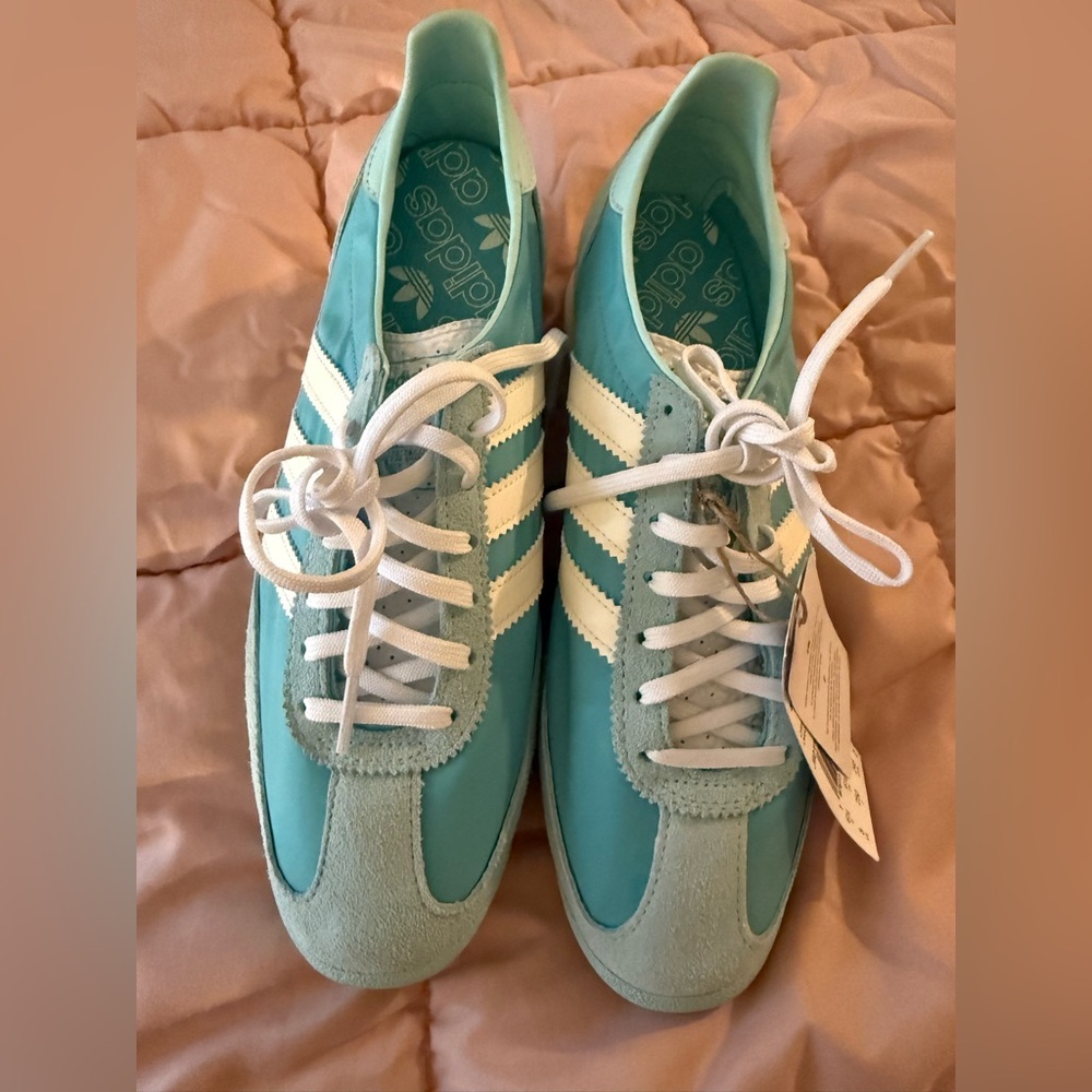 Adidas Aqua and White Classic Sneakers